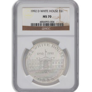 1992-D $1 White House Silver Commem - NGC MS70