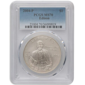 2004-P $1 Thomas A. Edison Silver Commem - PCGS MS70