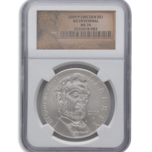 2009-P $1 Abraham Lincoln Silver Commem - NGC MS70