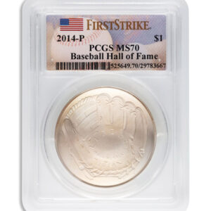 2014-P $1 Baseball Hall Fame Silver Commem - PCGS MS70