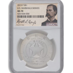 2015-P $1 U.S. Marshals Silver Commem - NGC MS70