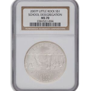 2007-P $1 Little Rock, Deseg Silver Commem - NGC MS70
