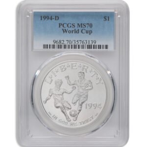 1994-D $1 World Cup Silver Commem - PCGS MS70