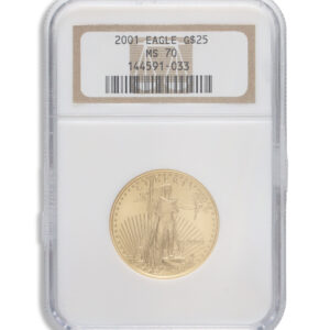 2001 1/2 oz Gold Eagle $25 NGC MS70