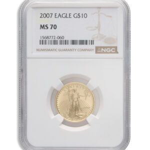 2007 1/4 oz Gold Eagle $10 NGC MS70