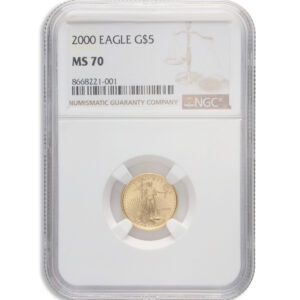 2000 1/10 oz Gold Eagle $5 NGC MS70