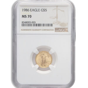 1986 1/10 oz Gold Eagle $5 NGC MS70