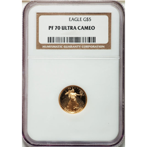 1990-P 1/10 oz Proof Gold Eagle $5 NGC PF70