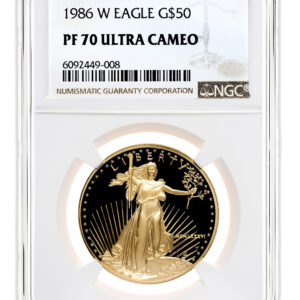 1986-W 1 oz Proof Gold Eagle $50 NGC PF70