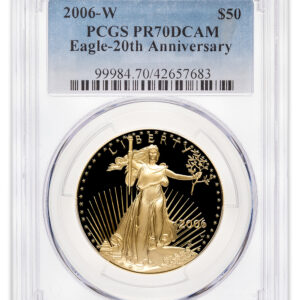 2006-W 1 oz Reverse Proof Gold Eagle $50 PCGS PR70