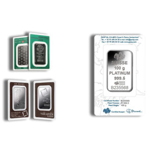 100 gram Platinum Bar - Brand Varies (Carded)